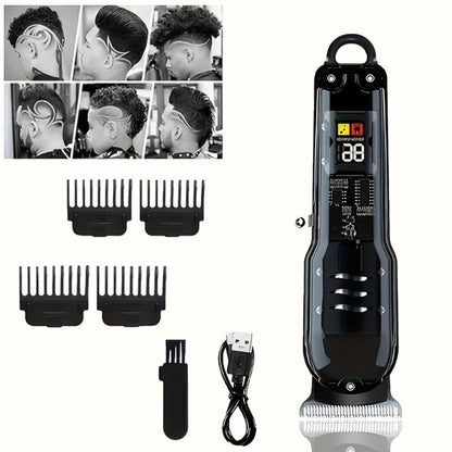 Hair Clipper Kit for Men Cordless USB Rechargeable LCD Screen Beard Trimmer Hair Cutting Set for Entryways, Bedrooms and Living Spaces