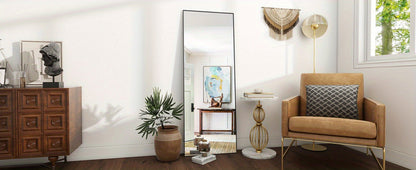 Full Length Mirror Floor Mirror with Stand, Aluminum Alloy Frame Full Body Mirror, Standing Hanging or Leaning Against Wall for Bedroom