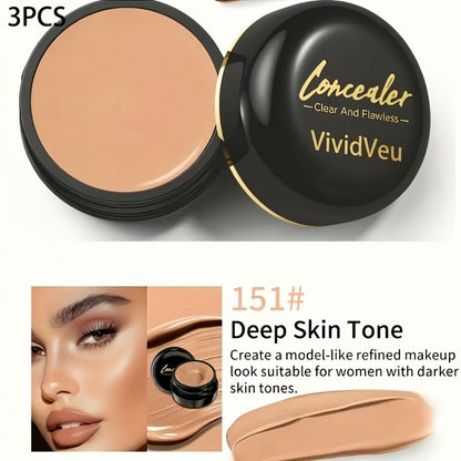 Waterproof Matte Concealer 3 Pack, Full Coverage Plant-Based Formula for Dark Circles, & Blemishes