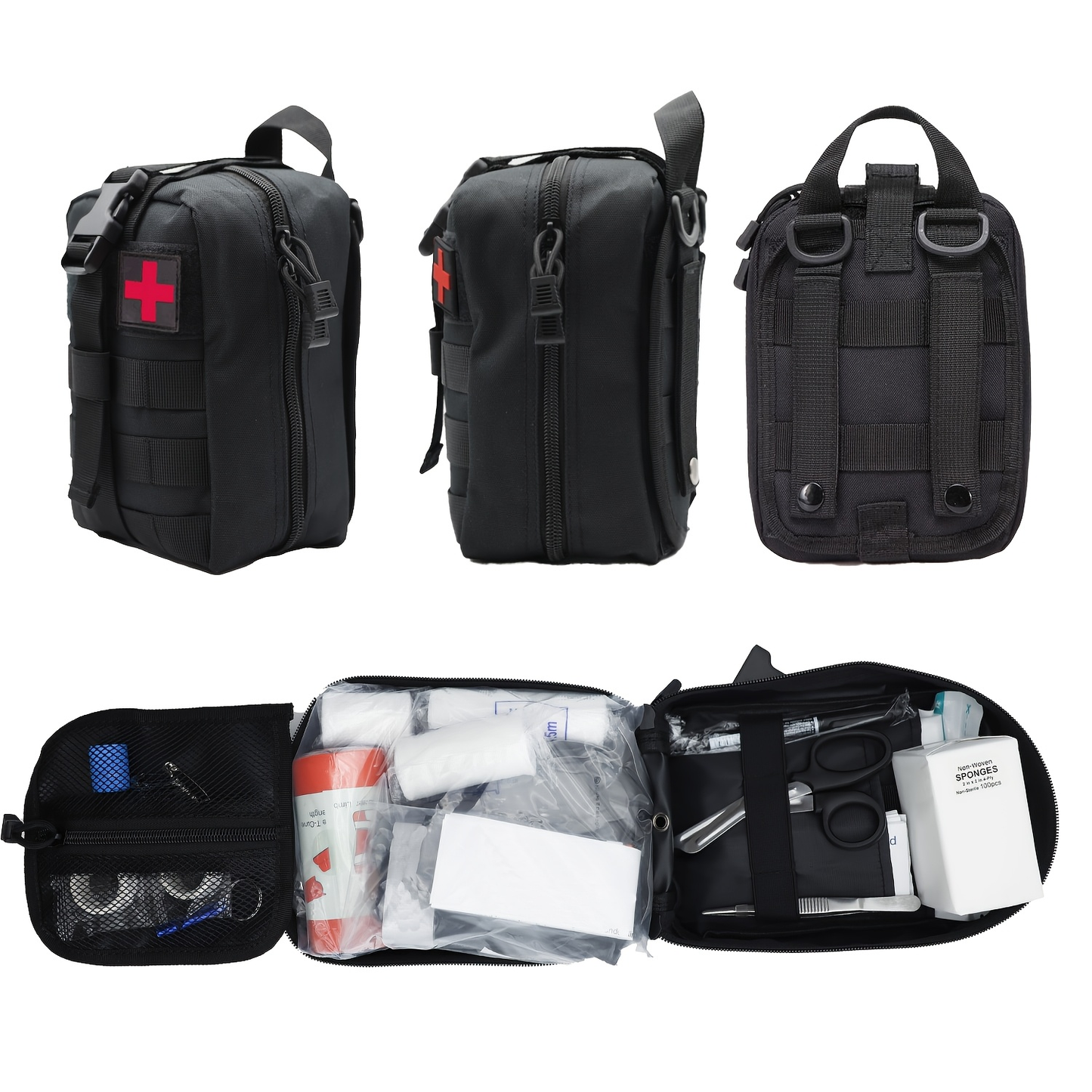 247pcs IFAK Trauma First Aid Kit with CAT Tourniquet and MOLLE Medical Backpack, Fully Stocked Bleeding Control Wound Care Splinting Airway