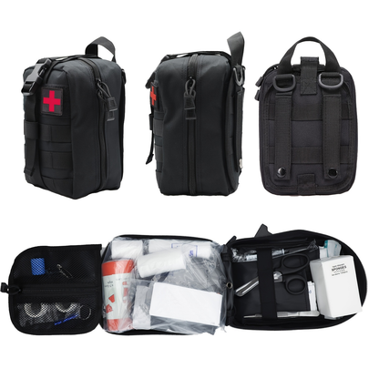247pcs IFAK Trauma First Aid Kit with CAT Tourniquet and MOLLE Medical Backpack, Fully Stocked Bleeding Control Wound Care Splinting Airway