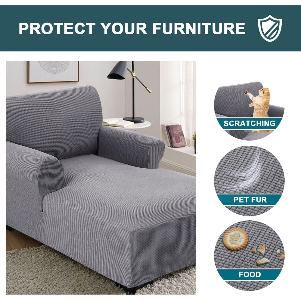 Chaise Lounge Cover Stretch Slipcover Jacquard Fabric Chair Sofa Protector for Living Room Bedroom Multi-Color