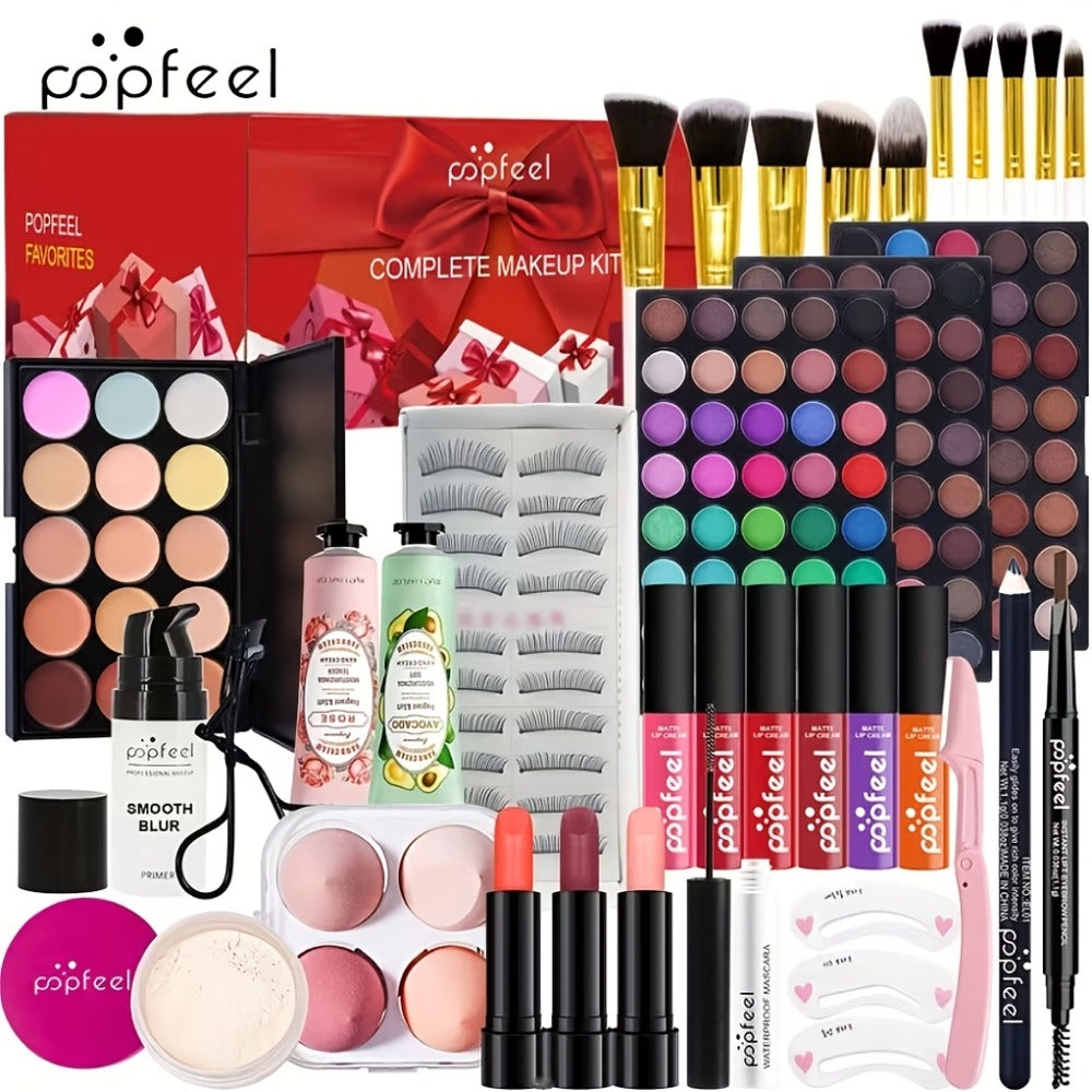 Full Face Makeup Kit All-in-One Complete Beauty Set with Foundation Blush Eyeshadow Palette Mascara & Brush