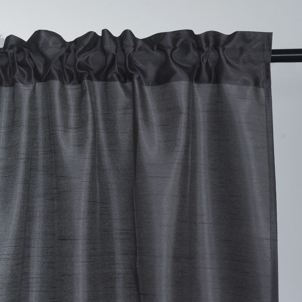 Three-Piece Faux Silk Window Curtain Set with Rod-Pocket Valance, Two 26 x 36-Inch Tiers and Eleven Colors