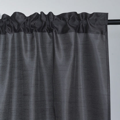 Three-Piece Faux Silk Window Curtain Set with Rod-Pocket Valance, Two 26 x 36-Inch Tiers and Eleven Colors