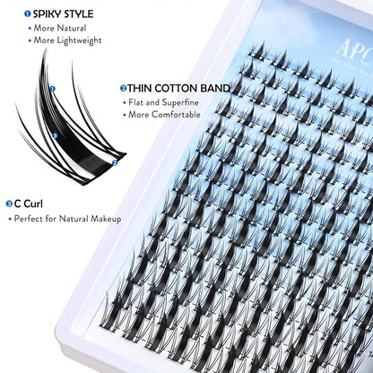 Spiky Wet-Look Fairy Lash Clusters Kit – Manga Anime C Curl Individual Spike Eyelash Extensions 8mm-18mm Mixed Length