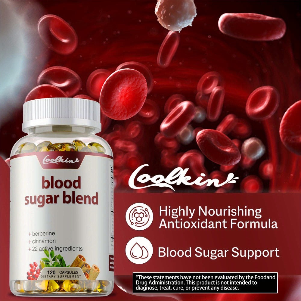 Blood Sugar Blend 120 Capsules, Berberine HCL, Cinnamon, CoQ10, Turmeric & Alpha Lipoic Acid