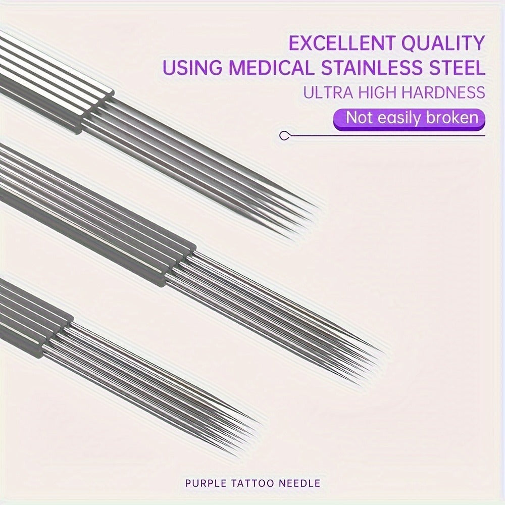 Tattoo Cartridge Needles 30 50pcs Purple RL RS RM M1 Mixed Sizes - Tuffking Disposable for Temporary Body Art, Festivals and Costumes