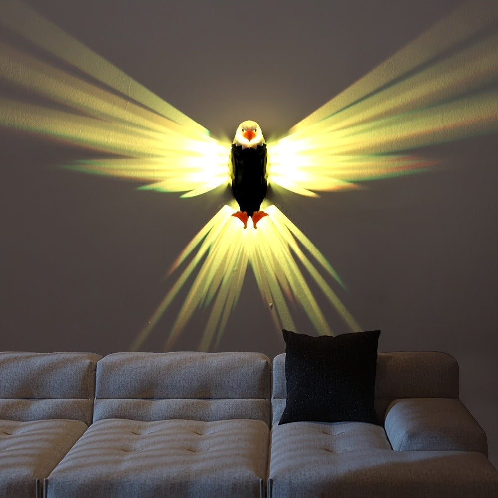 Eagle LED Wall Lamp, Colorful Ambient Night Light with Motion Sensor, Rechargeable Battery