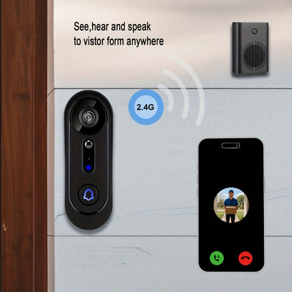 Wireless Video Doorbell Camera 1080P HD Night Vision Motion Detection Two-Way Audio Battery Powered Indoor Chime Cloud Storage Smart Home