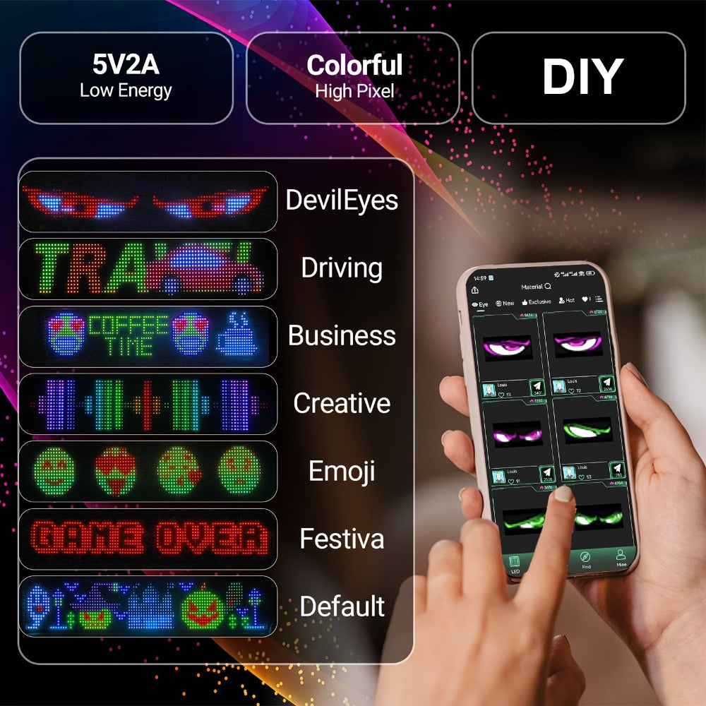 Bendable LED Display Screen App & Remote Control - Ultra-Thin 2mm Flexible LED Matrix Panel for an Everyday Personal Care Routine