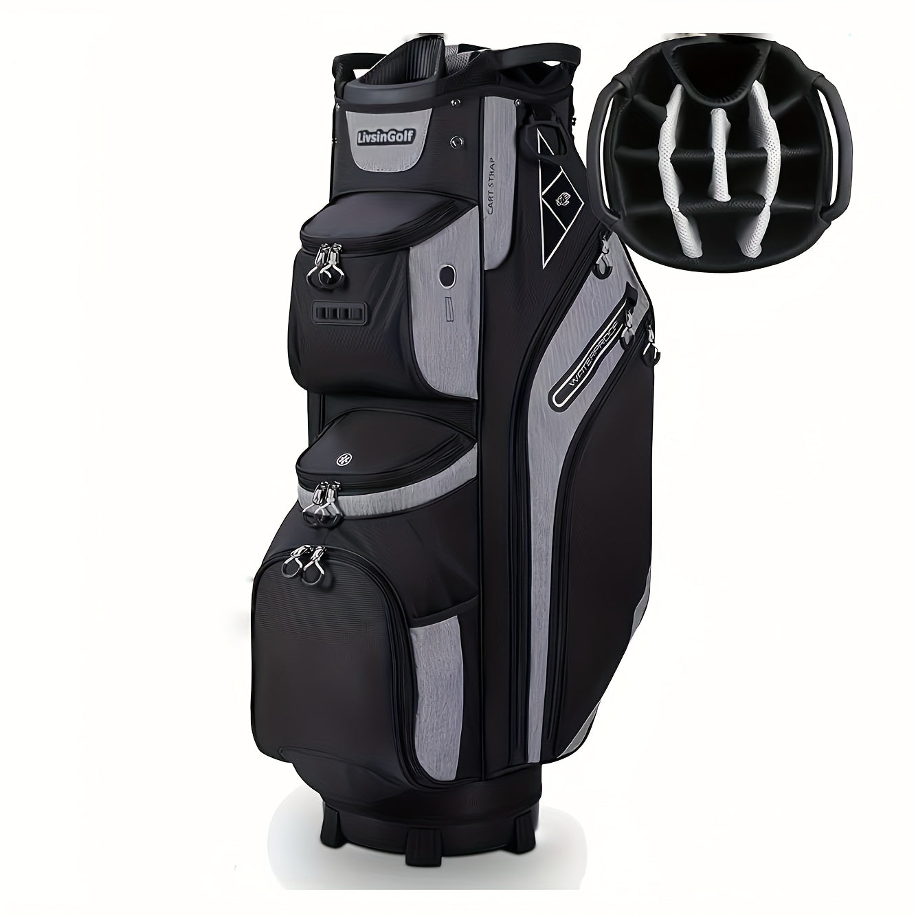 Golf Cart Bag with Full-Length Dividers – Sturdy Spacious Stand Bag with Multiple Pockets for Golf Club Organization, Accessories Storage