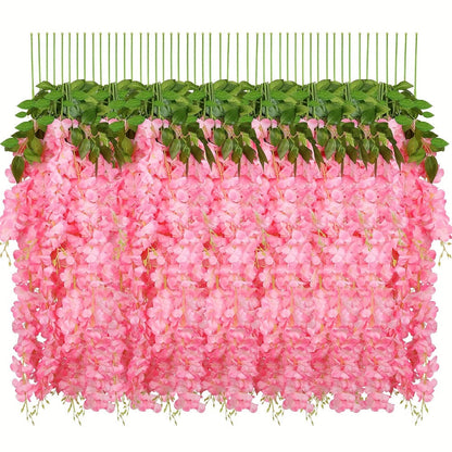 Artificial Flowers 24-Pack Wisteria Vine Garland with 3.6FT Silk Strands in Five Color Options