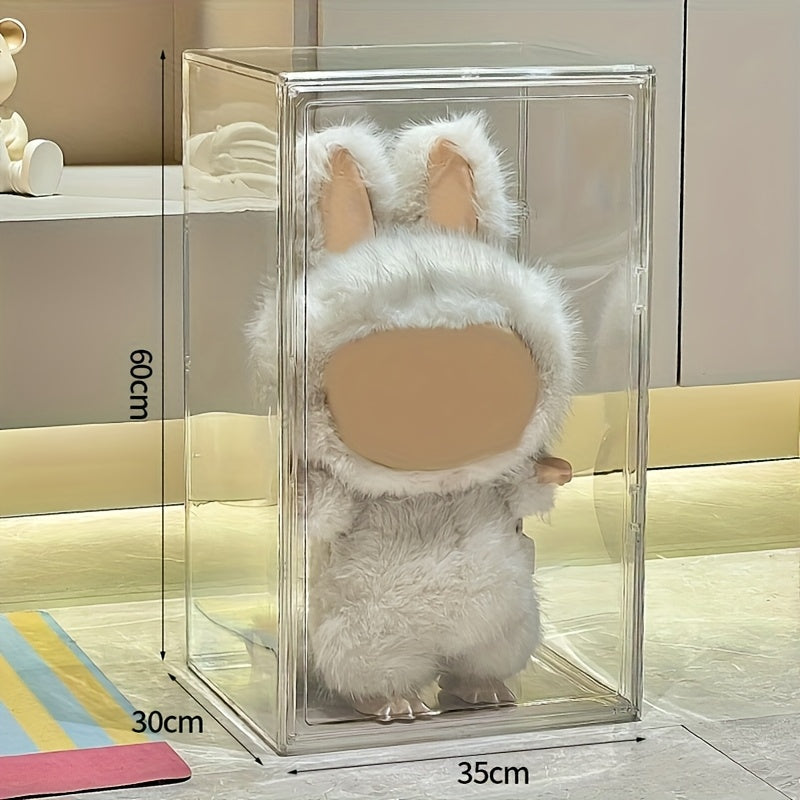 Labubu Display Case XXL Acrylic with Magnetic Door – Clear Dust-Free Showcase Box for Labubu Figures Plushies Action Figures Collectibles