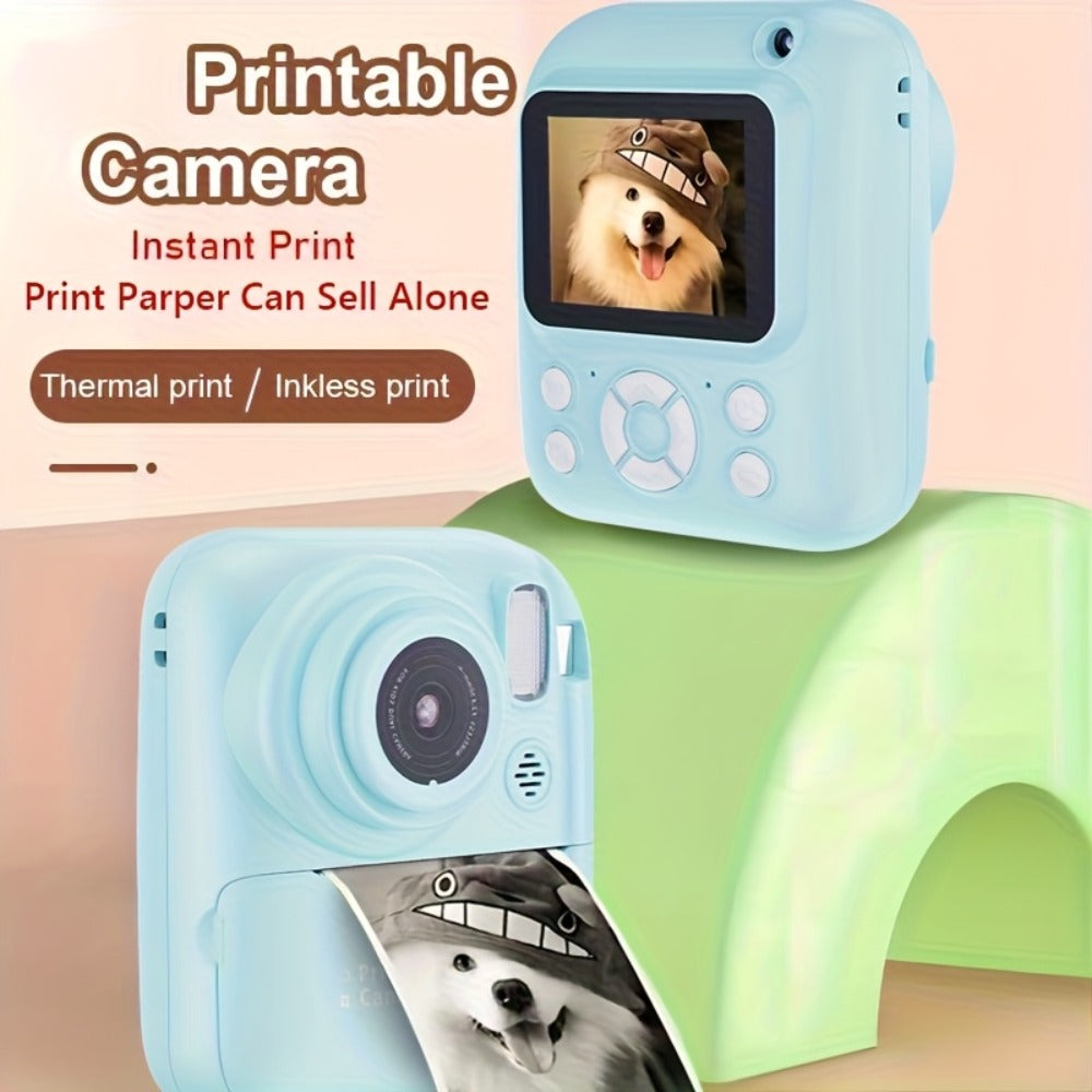 Kids Instant Print Camera 3-in-1 with MP3 & Games, 10x Zoom, 2.4" HD Screen, 32GB Card, Prints Photos in 1 Second