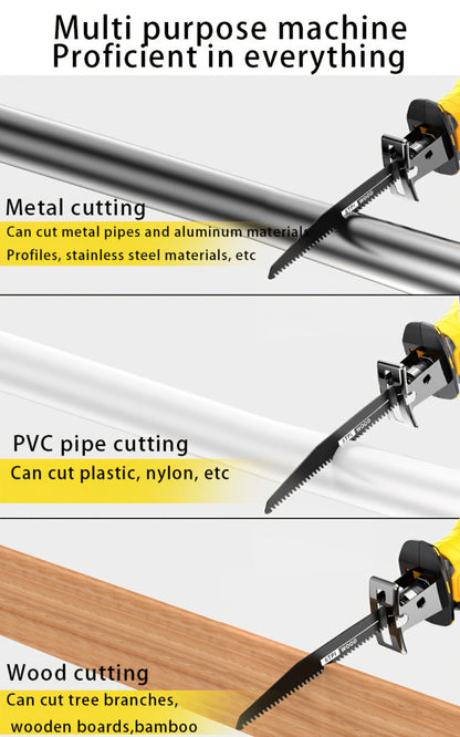 Cordless Reciprocating Saw - Electric Reciprocating Saw with Safety Lock, Large Battery & Charger