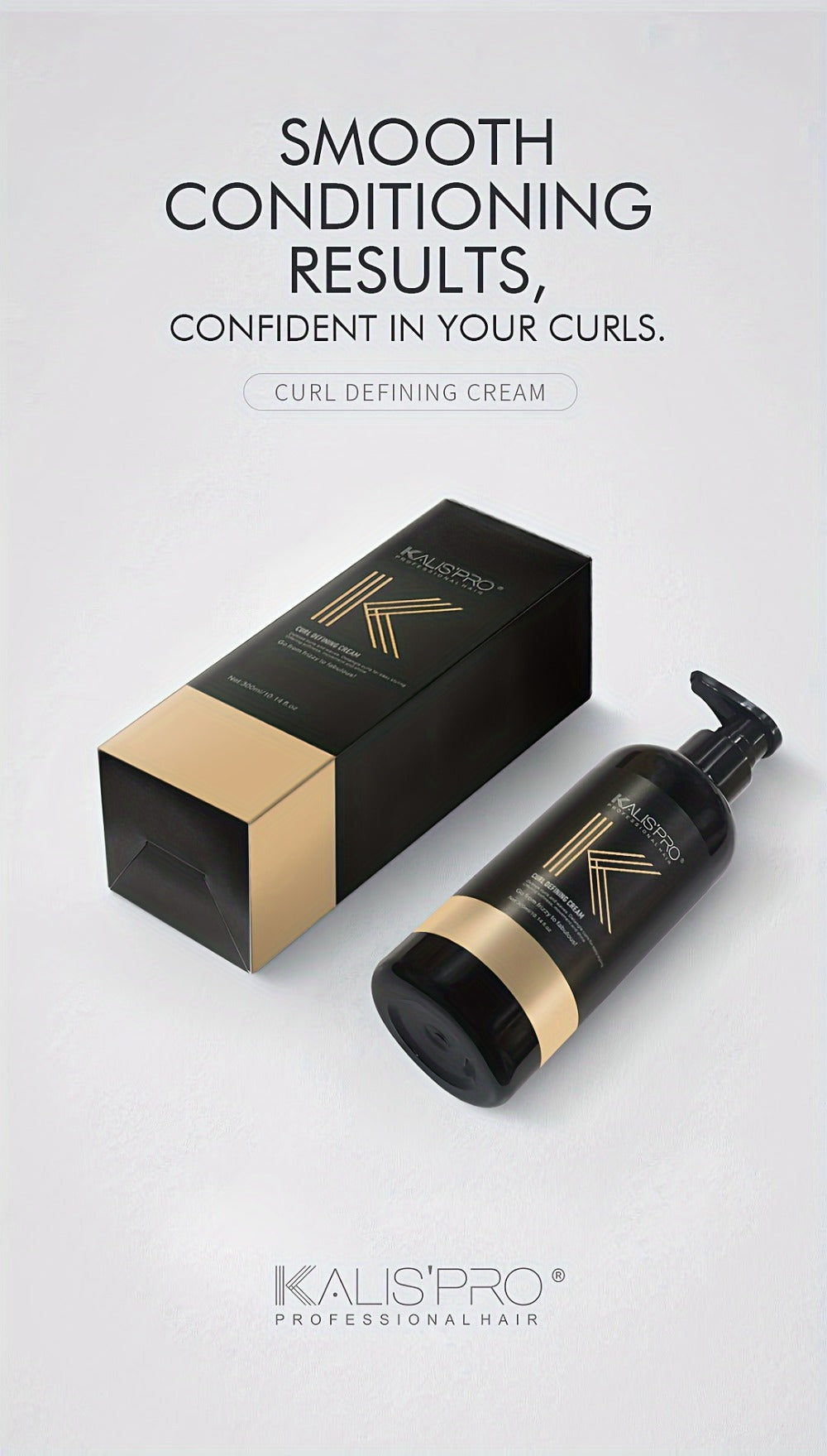Curl Defining Cream and Detangling Brush Set by KALISPRO with One or Two 300ml Pump Bottles