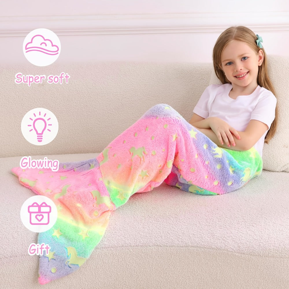 Mermaid Tail Sleeping Bag Blanket for Kids & Adults - Flannel 200GSM Anti-Kick Cozy Bed Cover