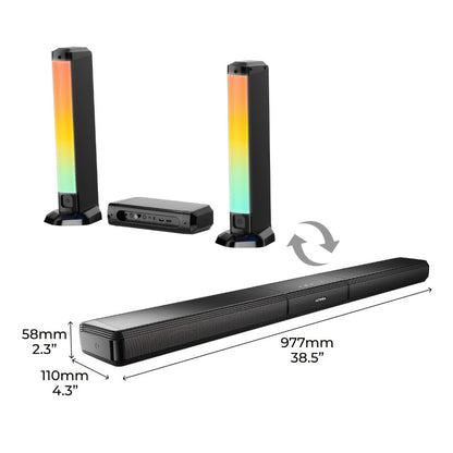 ULTIMEA Soundbar with Built-In Subwoofer – Choose 2.2CH 100W Detachable, 2.1CH 120W App Control, or 5.0CH 180W RGB Surround System