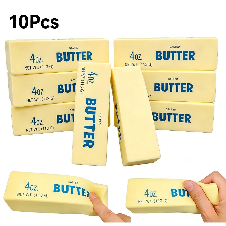 Butter Squishy Toys 10-Pack, Super Slow Rising Butter Stick Squishies, Realistic Food Fidget Toys for Stress