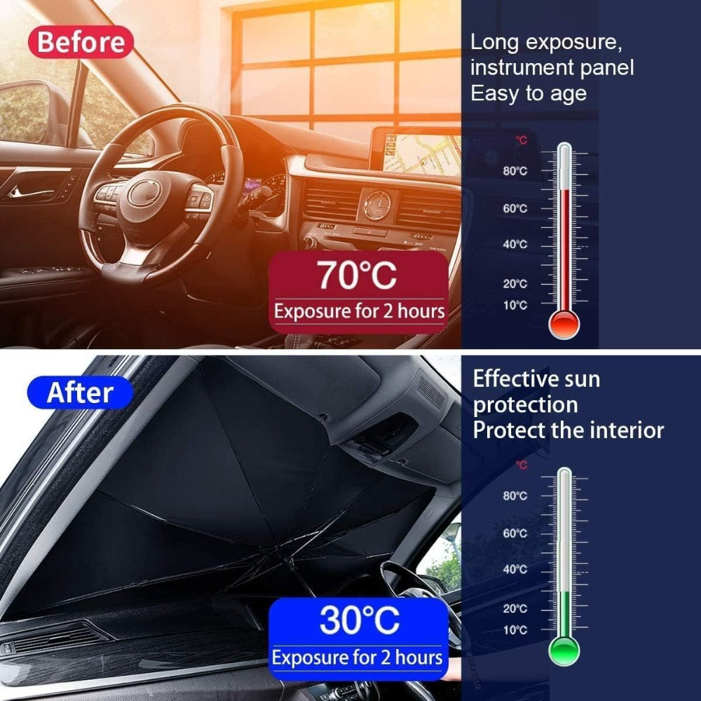 Windshield Sunshade Extra Large – Titanium Silver Retractable Car Sun Shade for UV & Heat Protection | Universal Fit for Car, Truck & RV