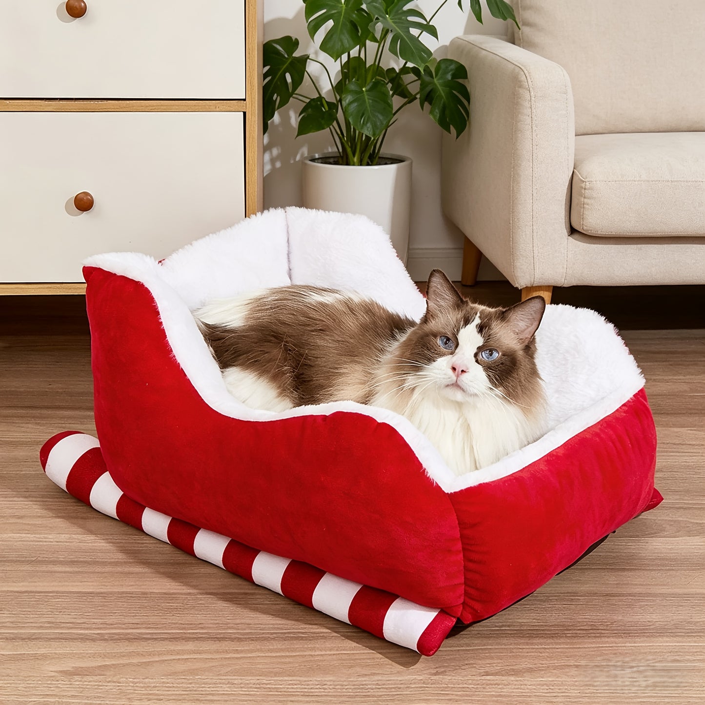 Velvet Dog Bed & Cat Bed with Faux Fur – Cozy Breathable Soft Pet Bed for Puppies & Kittens, Washable Durable Indoor Outdoor Round Bed