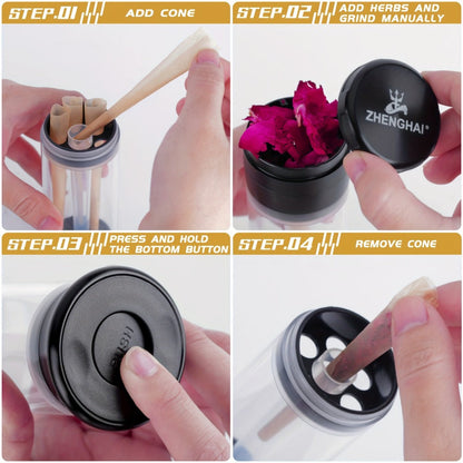 3-in-1 Zinc Alloy Spice Grinder Pre-Rolled Cone Loader 6-Hole Storage Rolling Machine for Entryways, Bedrooms and Living Spaces
