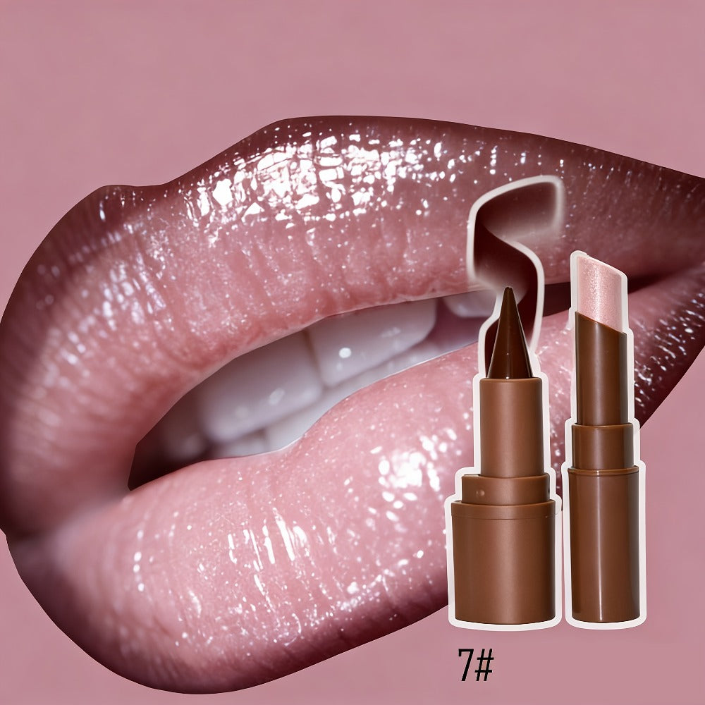 Metallic Lipstick & Lip Liner Pen Set for Women, 3D Full Lip Shape High-Shine Glossy Finish, Smudge-Proof All-Day Wear