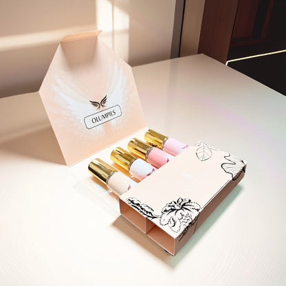 Perfume Gift Set MYSTICAL Four 20ml Eau de Parfum Spray Bottles with Gold Caps in Pink Floral Box