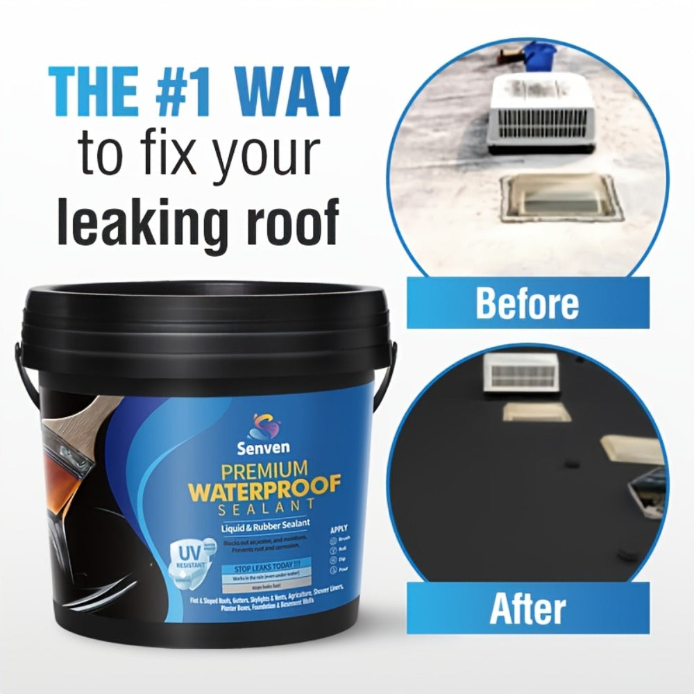 Liquid Rubber Waterproof Sealant 32oz – UV-Resistant Elastic Coating for Roof, RV, Boat, Concrete & Masonry, All-Weather Crack Filler