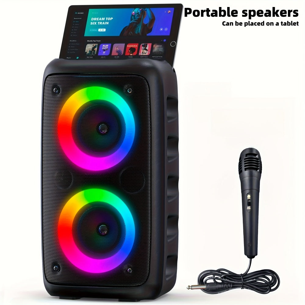 HY-3317 Party Speaker with Disco Lights & Microphone, Large Portable Subwoofer Outdoor Wireless Speaker