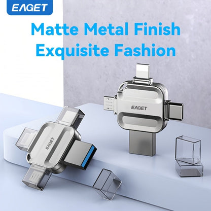 EAGET I50 iPhone Flash Drive USB 3.0 High Speed 4-in-1 Lightning Type-C Micro USB OTG Memory Stick 32GB 64GB 128GB 256GB for iPhone iPad