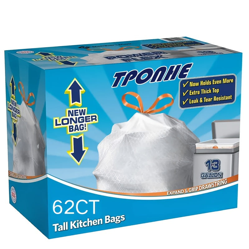 13 Gallon White Roll Garbage Bags Leak Proof Large Capacity Kitchen Trash Bags for Kitchen Living Room Bathroom Waste Bin 26 Count 62 Count