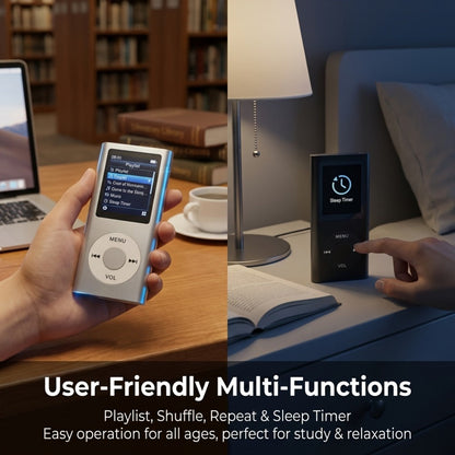 Portable MP3 and MP4 Player with 128GB Card Support, LCD Screen and Six Green, Black, Red, Blue or Silver Models