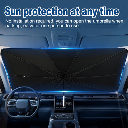 Windshield Sun Shade UV Protection | Auto Open & Fold One-Button, Fiberglass Skeleton, Opaque Insulation, Fits Most Cars SUVs Trucks