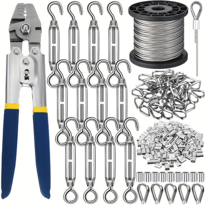 264Pcs Wire Rope Crimping Tool Kit 328ft for Entryways, Bedrooms and Living Spaces, with the Listed Configuration
