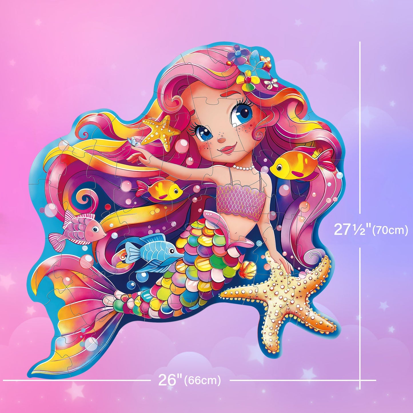 Large Floor Puzzle for Kids Ages 3+, Chunky Jigsaw Mermaid & Farm Animals, Preschool Educational Toy for Boys & Girls 3 4 5 6 Years Old