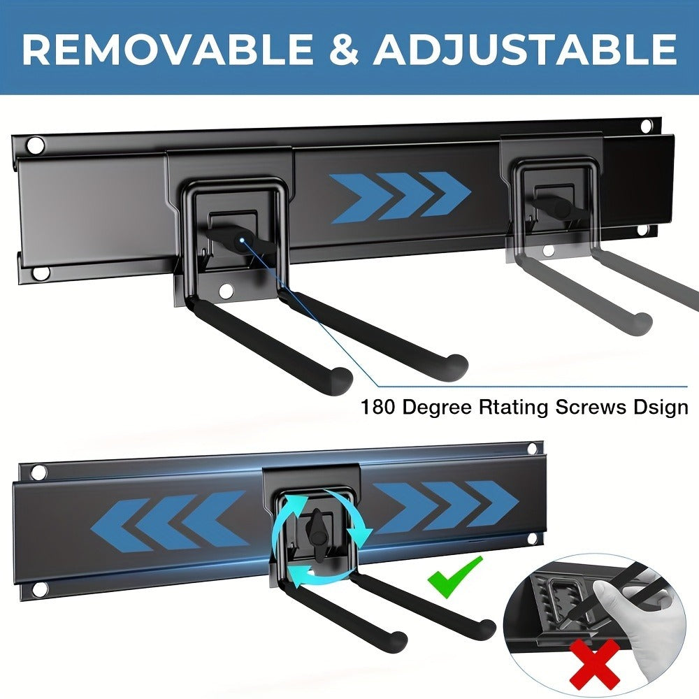 Garage Tool Organizer Wall Mount 48", Pegboard with Adjustable Swivel Hooks, 1 Double Hook & 5 Straight Hooks