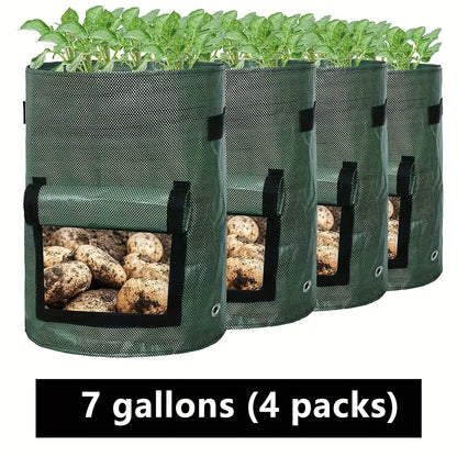 Grow Bags | Fabric Planting Bags with Lid Handle Potato Tomato Veggie