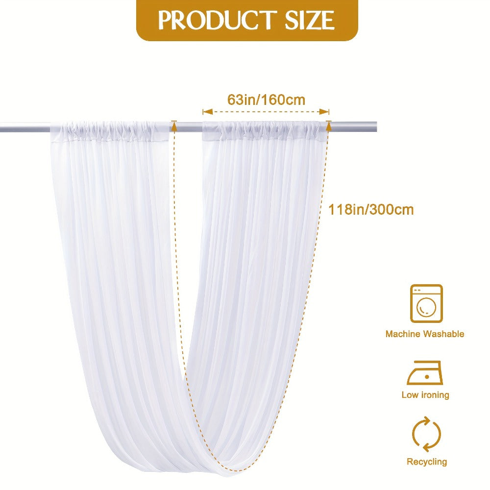 6-Pack Chiffon Ceiling Drapes for Wedding 63x118in – Sheer Polyester Backdrop Curtains with Rod Pockets for Wedding Arch, Party Stage