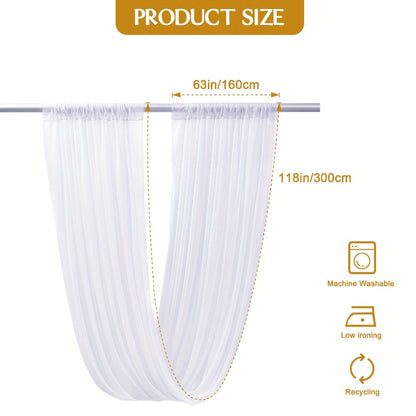 6-Pack Chiffon Ceiling Drapes for Wedding 63x118in – Sheer Polyester Backdrop Curtains with Rod Pockets for Wedding Arch, Party Stage