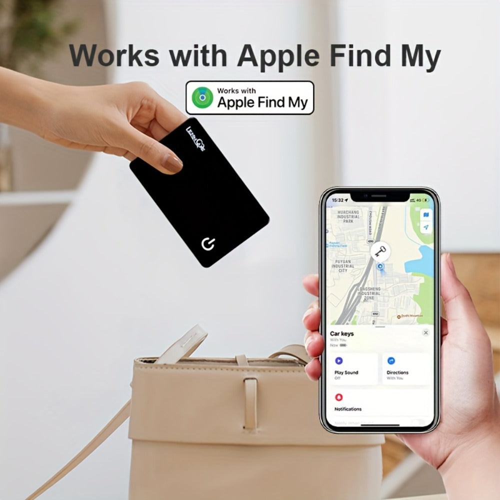 GPS Tracking Card No Subscription Real-Time Locator – Apple Find My Compatible (iOS) Global Coverage Hidden Tracker for Wallet Car Bag
