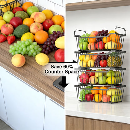 Freezer Organizer Bins Stackable with Foldable Handle - Chest Freezer Storage Baskets Rack, Space Saving Refrigerator Organizer Bins
