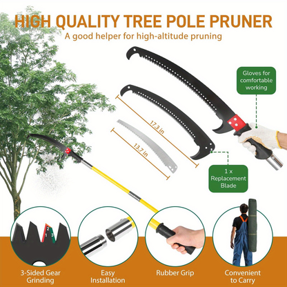 Extendable Pole Saw 26ft 2-in-1 Manual Tree Pruner, High Reach Branch Trimmer with Pruning Saw & Rope Cutter for Yard & Garden