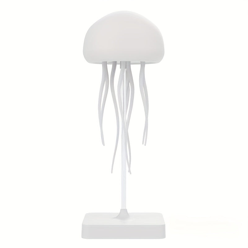 Jellyfish-Shaped Table Night Light with White Dome, Flexible Tentacles and Square Base Pictured