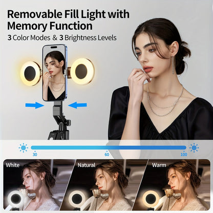 AI Face Tracking Vlogging Kit All-in-One with 70.9 Inch Tripod, LED Fill Light & Microphone