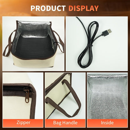 Bread Proofing Box USB Powered Foldable Dough Fermenter with Carry Bag - Zippered Portable Proofing Container for Pizza Dough