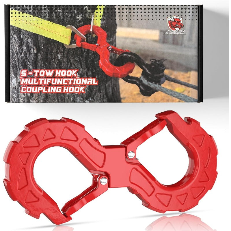Off-Road Recovery Winch Hook D-Ring Shackle 3/8" 35, 000 LB G80 Heavy Duty Quick Release Tow Hook for RV Truck 4x4 Vehicle – Red & Black
