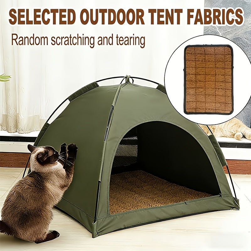 Fern-Green Dome Pet Tent with Folding Fabric Shell, Interior Mat and Three Square Size Options