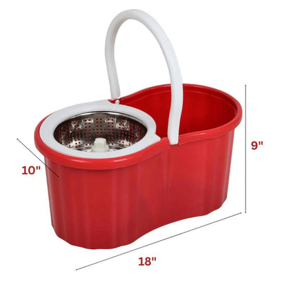 360 Spin Mop and Bucket Set with Wringer – Stainless Steel Extended Handle Spinning Mop Bucket System with Microfiber Mop Refills